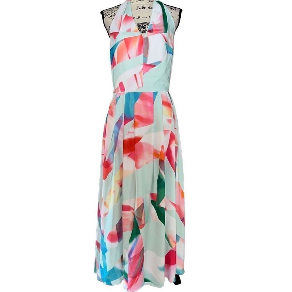 Etcetera‎ white multi-color maxi dress NWT 4